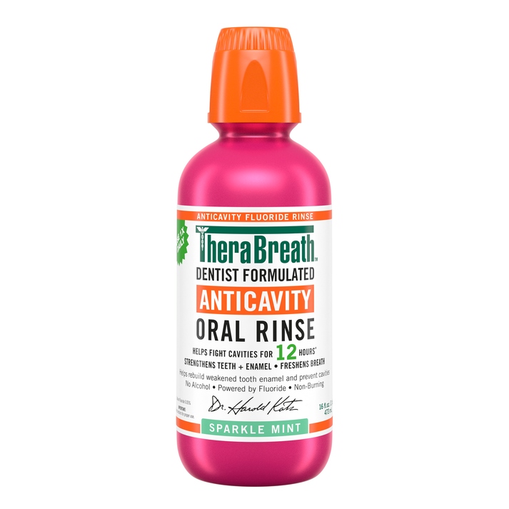 Medium_PNG-TheraBreathAnticavity Ополіскувач для ротової порожнини проти карієсу - TheraBreath Sparkle Mint, 473 мл - Зображення 1